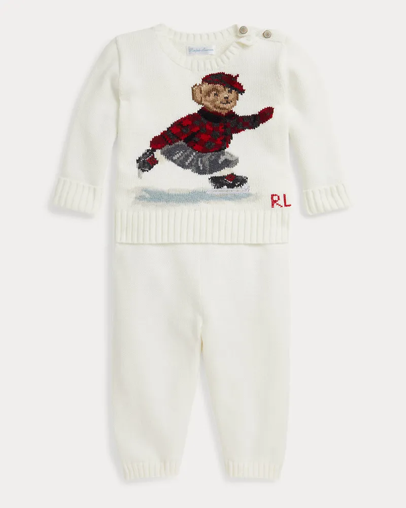 Ralph Lauren Set mit Pullover mit Polo Bear und Hose Cream