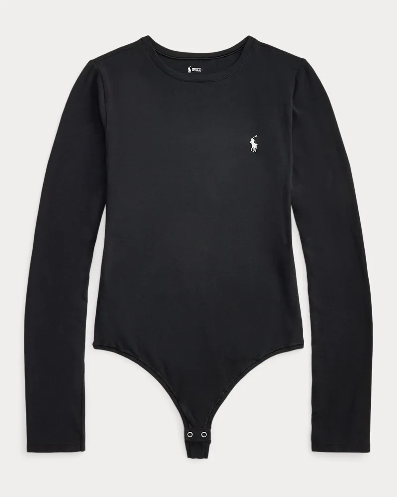 Ralph Lauren Baumwollstretch-Body mit Rundhals Black