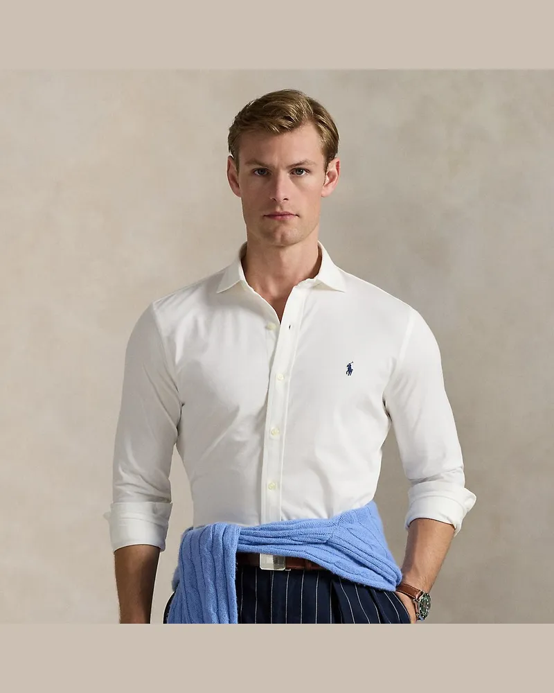 Ralph Lauren Jerseyhemd mit gespreiztem Kragen White