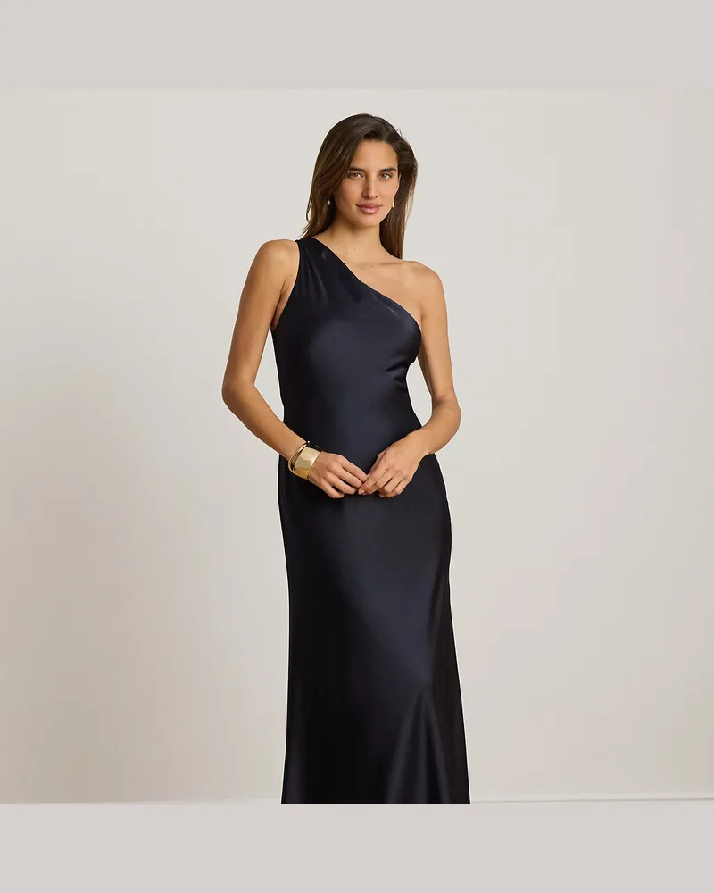 Ralph Lauren Einschultriges Abendkleid aus Charmeuse Blue