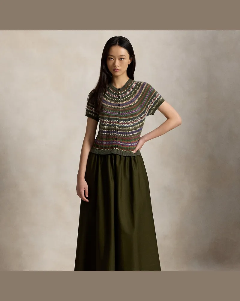 Ralph Lauren Hybrid-Kleid mit Fair-Isle-Oberteil Green
