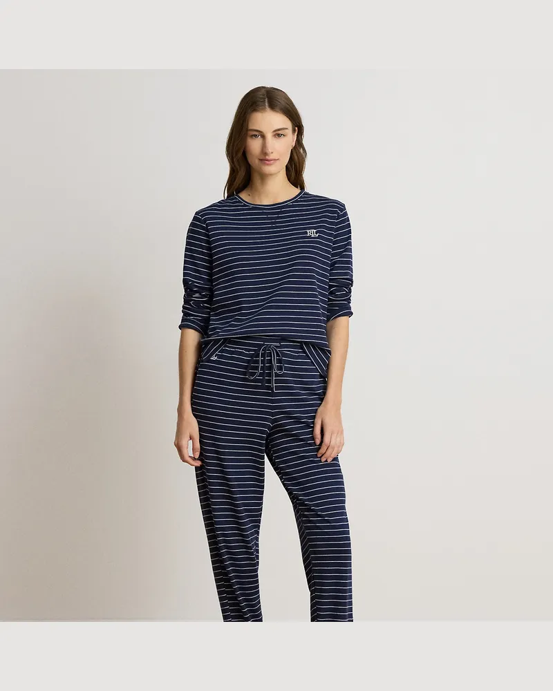 Ralph Lauren Gestreifter Interlock-Pyjama Blue