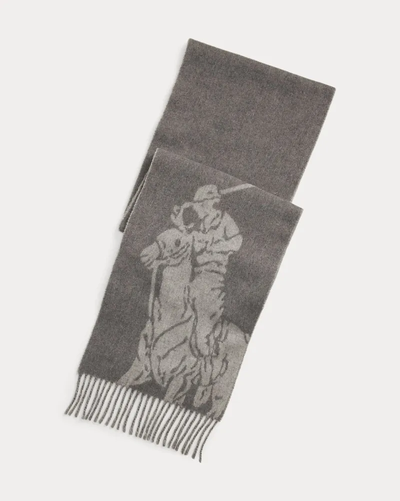 Ralph Lauren Schal aus Wollmischung mit Big Pony Grey