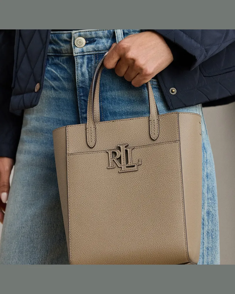 Ralph Lauren Kleine Narbenleder-Tragetasche Cameryn Brown