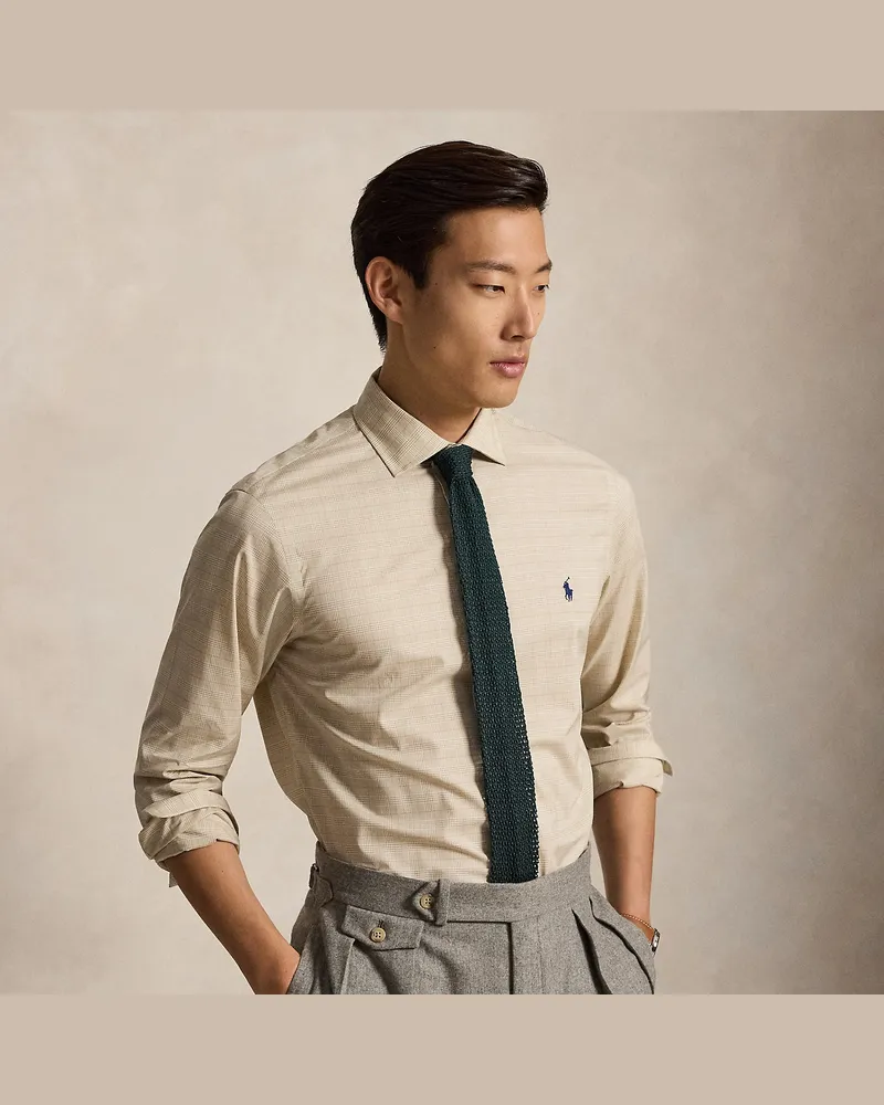 Ralph Lauren Custom-Fit Glencheck-Popelinehemd Tan