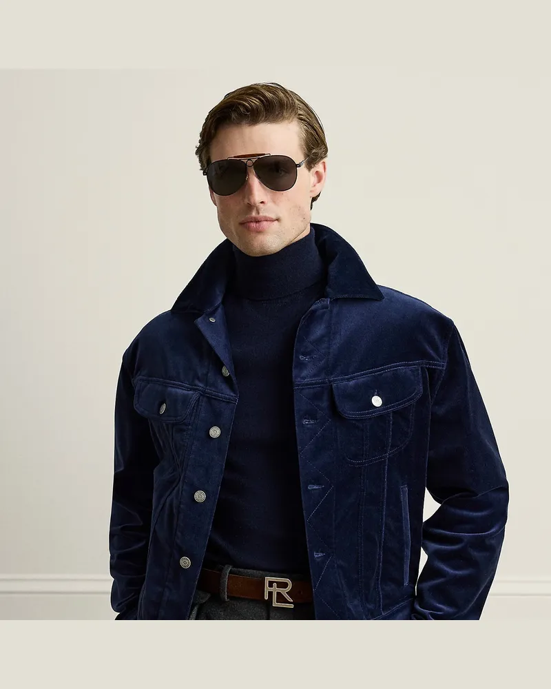 Ralph Lauren Truckerjacke aus Samt Blue