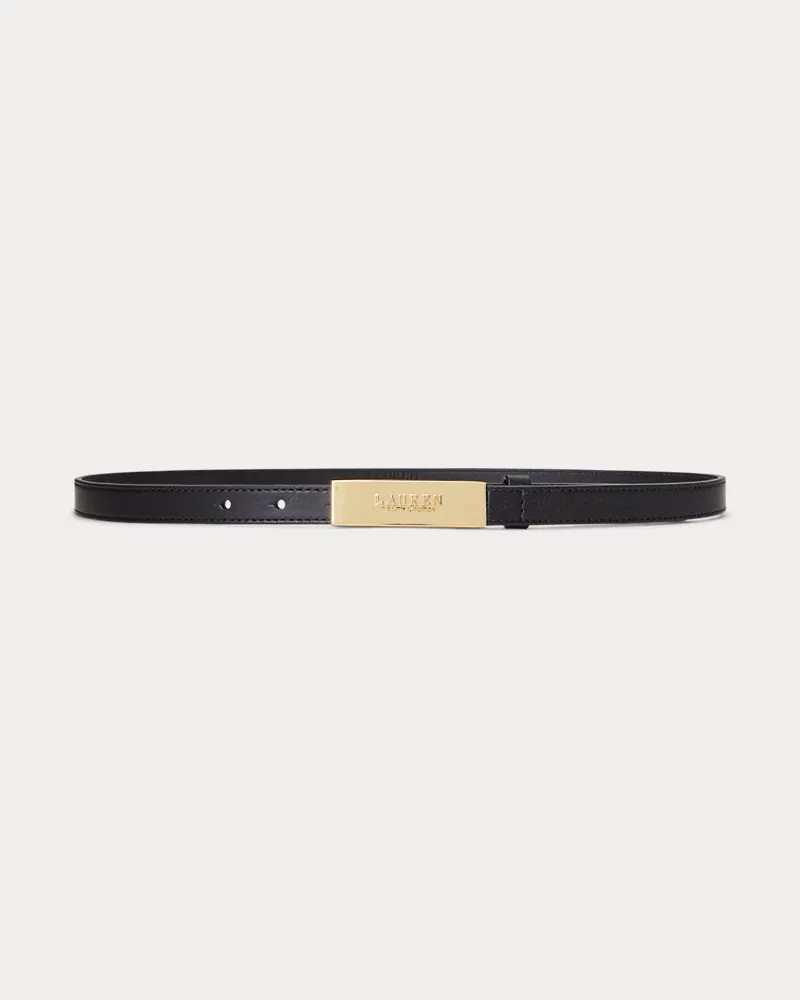 Ralph Lauren Schmaler Ledergürtel mit Logo Black