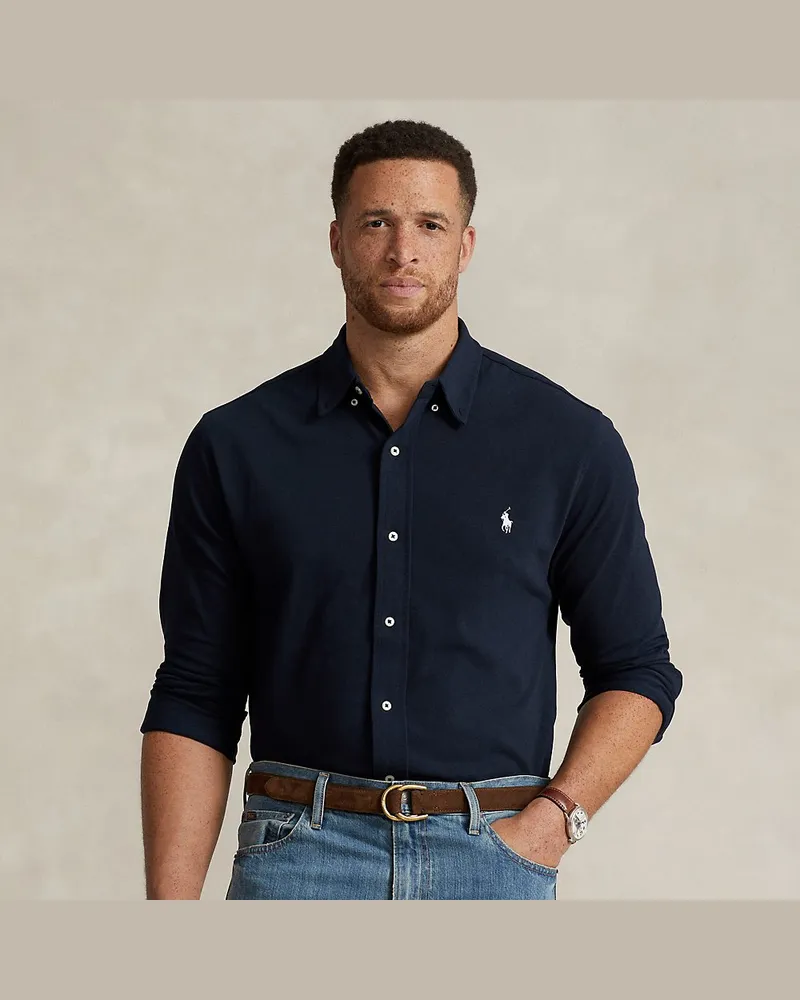 Ralph Lauren Große Größen - Featherweight Piqué-Hemd Blue