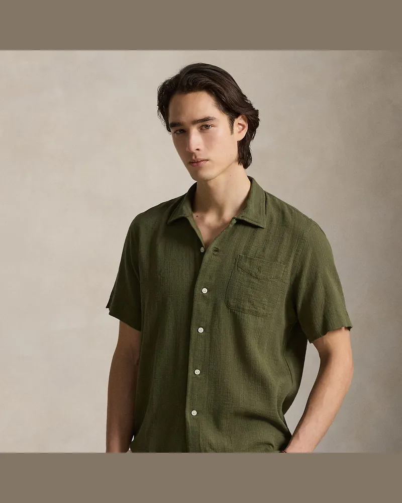 Ralph Lauren Classic-Fit Freizeithemd aus Korbgewebe Green