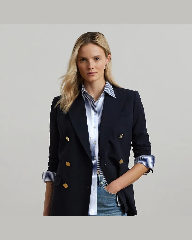 Ralph Lauren Zweireihiger Blazer aus Wollkrepp Blue
