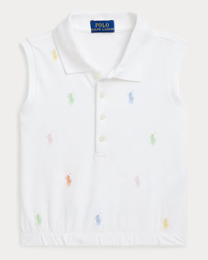 Ralph Lauren Ärmelloses Mesh-Poloshirt mit Polo Pony White