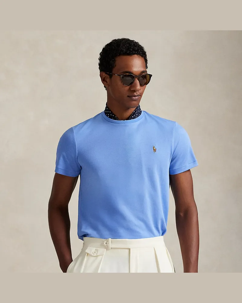 Ralph Lauren Weiches Custom-Slim-Fit Baumwoll-T-Shirt Blue