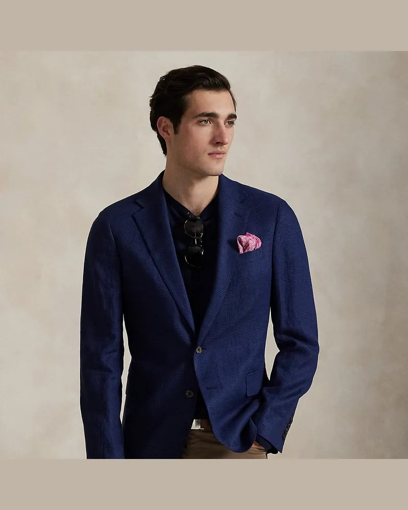 Ralph Lauren Modern-Fit Polo-Glencheck-Sakko Blue