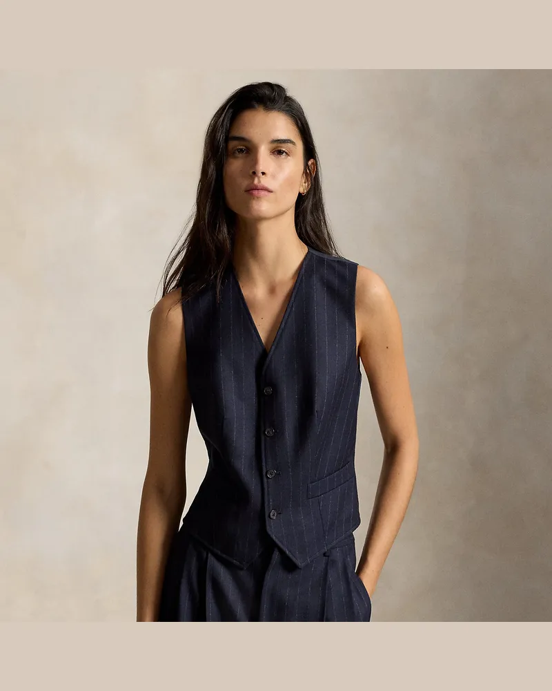 Ralph Lauren Weste aus Wollflanell mit Nadelstreifen Blue