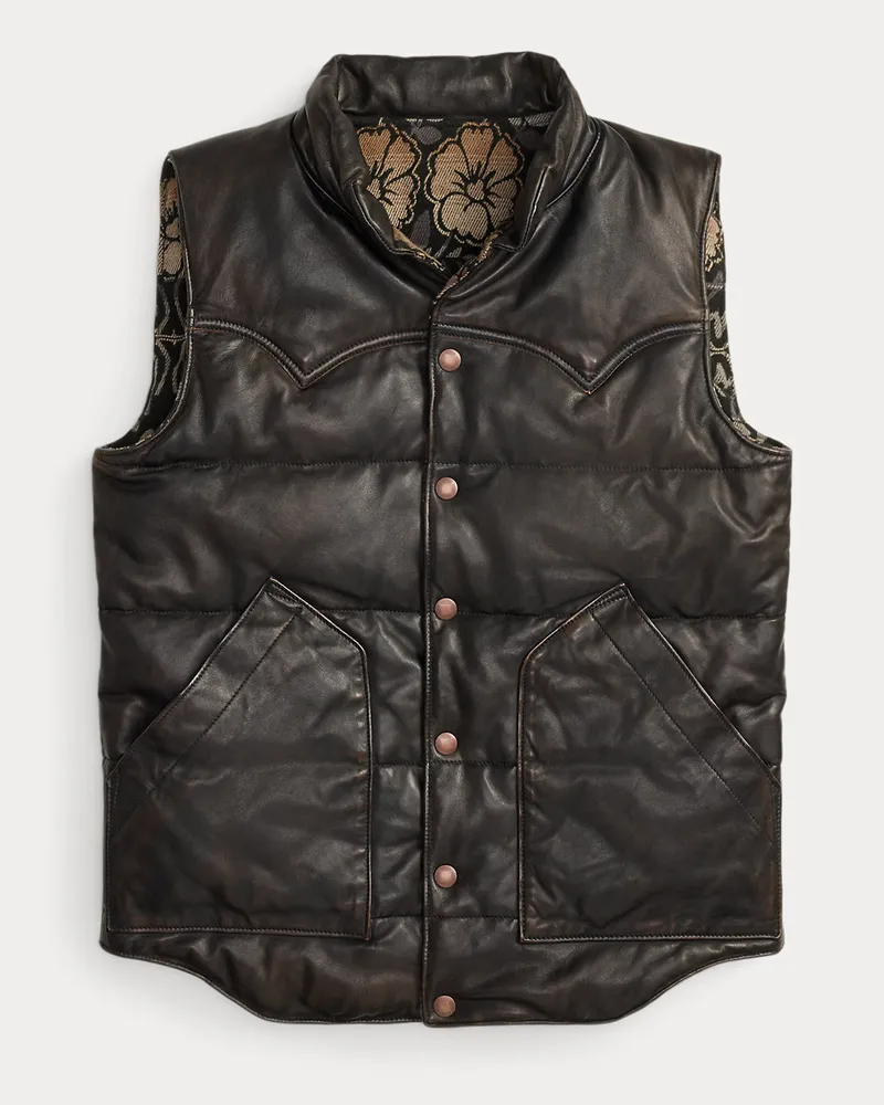 Ralph Lauren Wendbare Leder-Jacquard-Weste Black