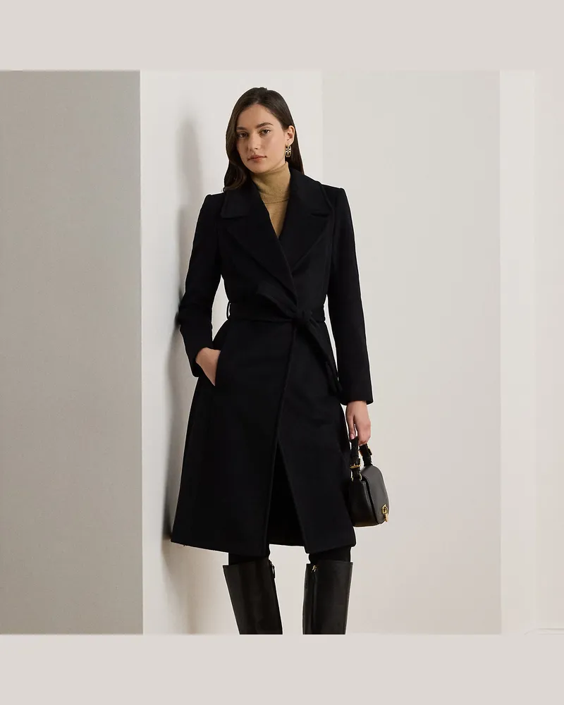 Ralph Lauren Mantel mit Bindegürtel Black