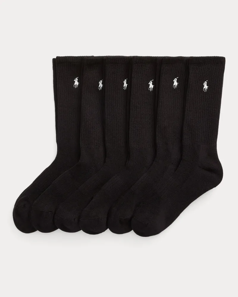 Ralph Lauren 6er-Pack Crew-Socken mit Baumwolle Black