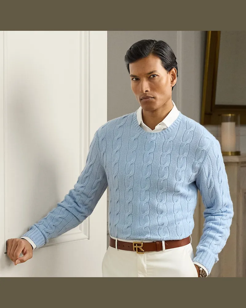 Ralph Lauren Kaschmirpullover mit Zopfmuster Blue