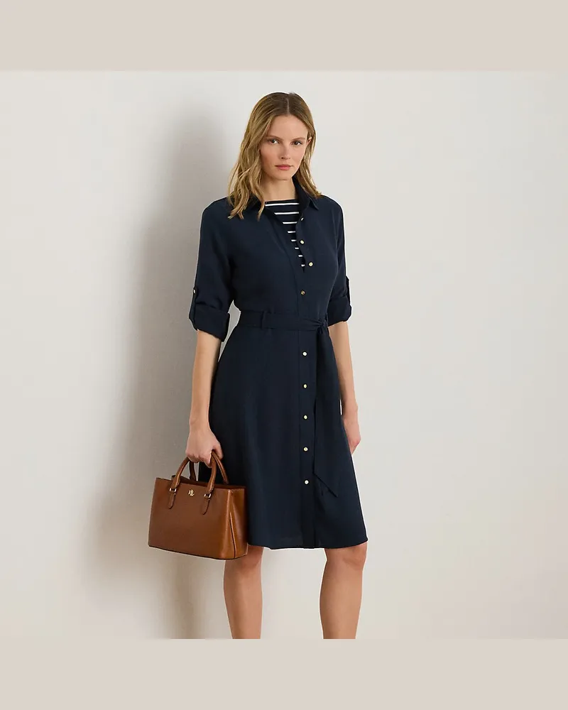 Ralph Lauren Hemdkleid aus beidseitigem Georgette Blue