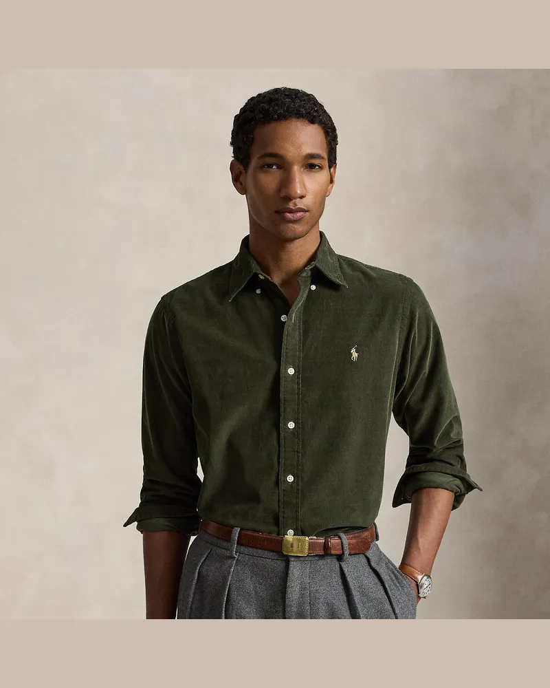 Ralph Lauren Custom-Fit-Kordsamthemd Green