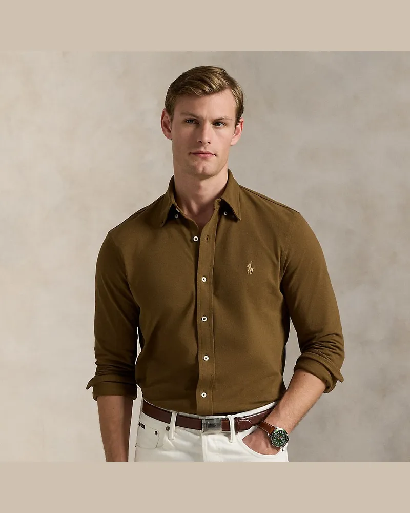 Ralph Lauren Featherweight Piqué-Hemd Brown