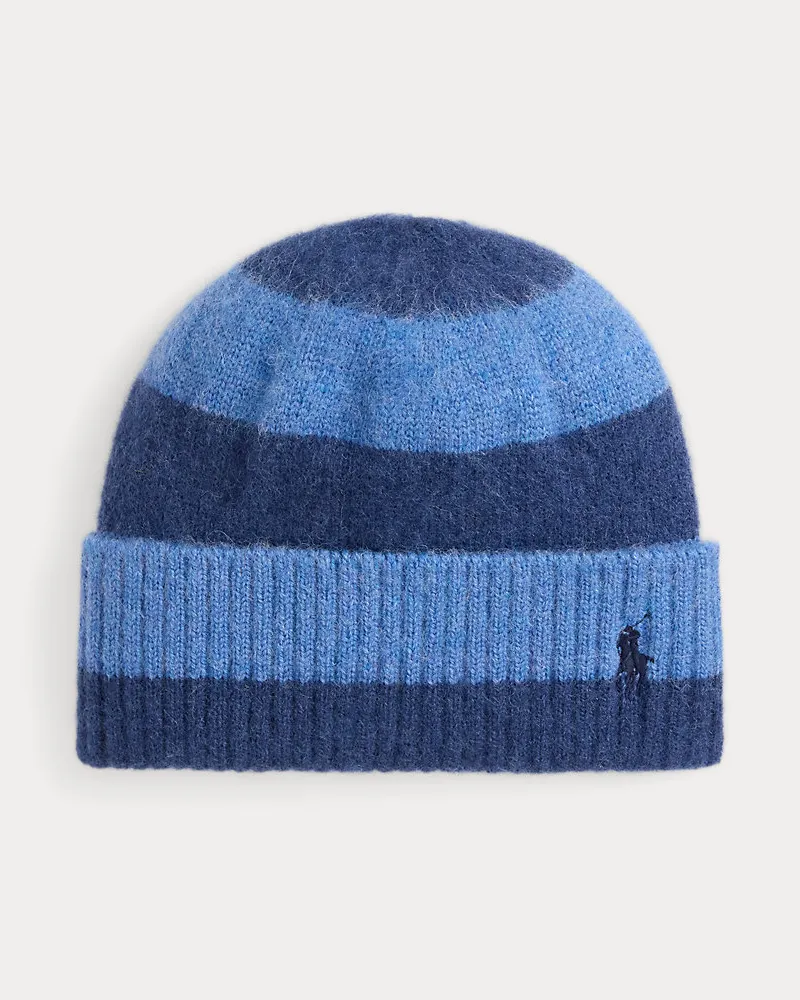 Ralph Lauren Flauschige Wollmütze mit Streifen Blue
