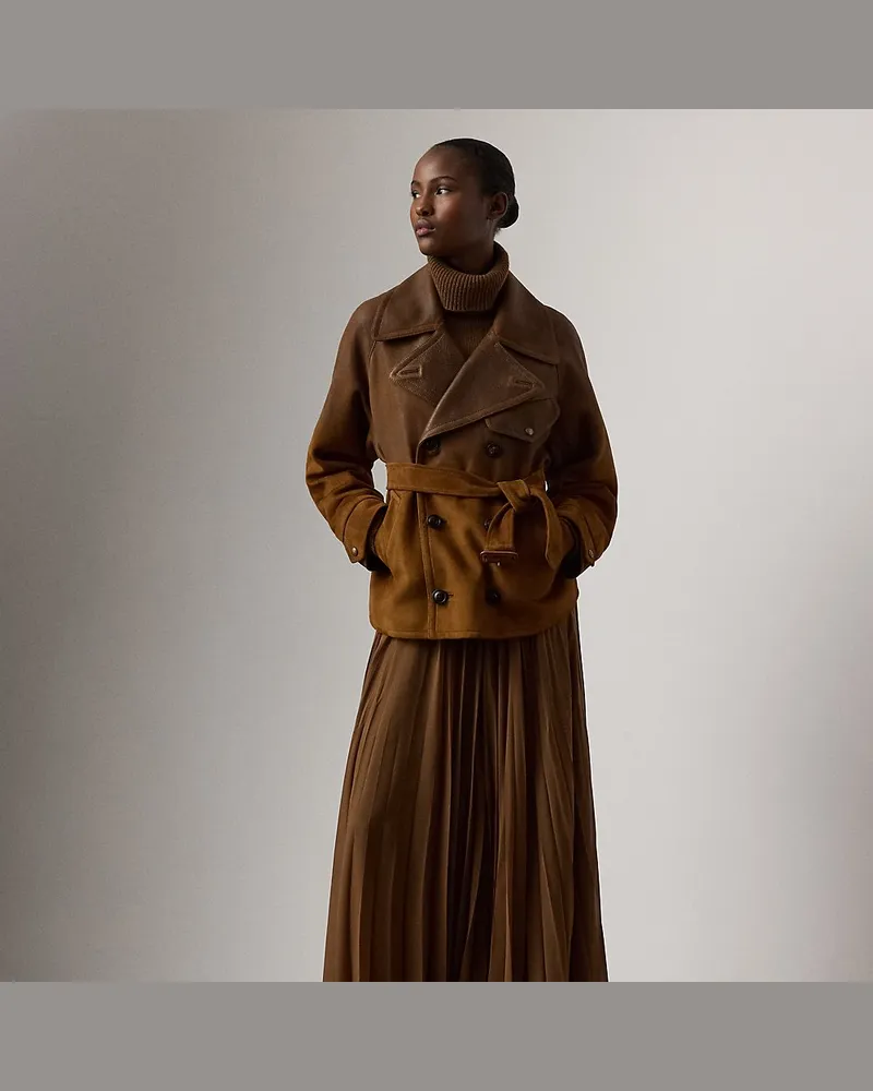 Ralph Lauren Plissierter Maxirock Marsha aus Chiffon Brown