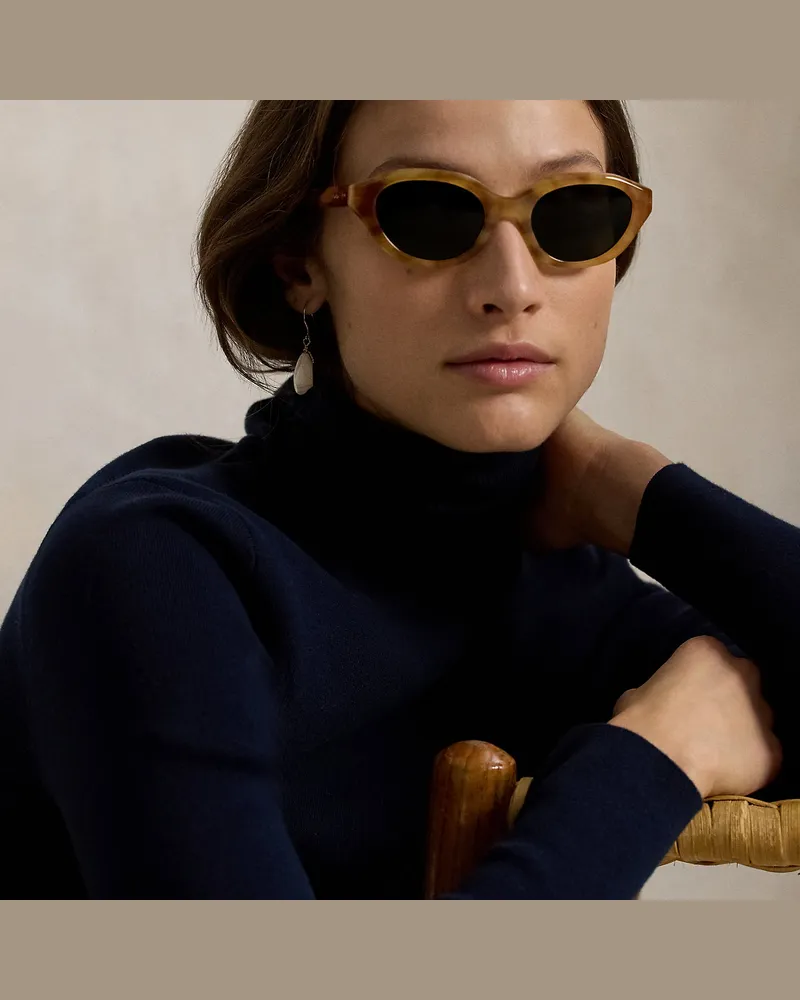 Ralph Lauren Rechteckige Polo Cat-Eye-Sonnenbrille Brown