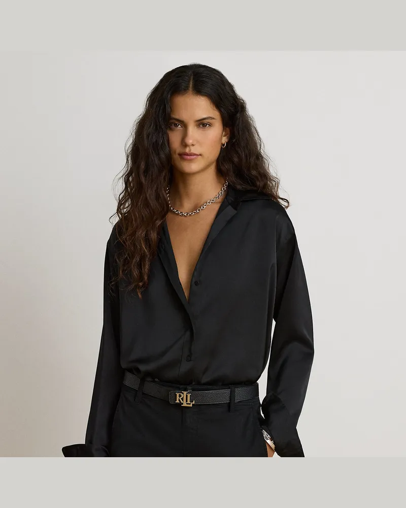 Ralph Lauren Kurzgrößen - Relaxed-Fit Hemd aus Satin-Charmeuse Black