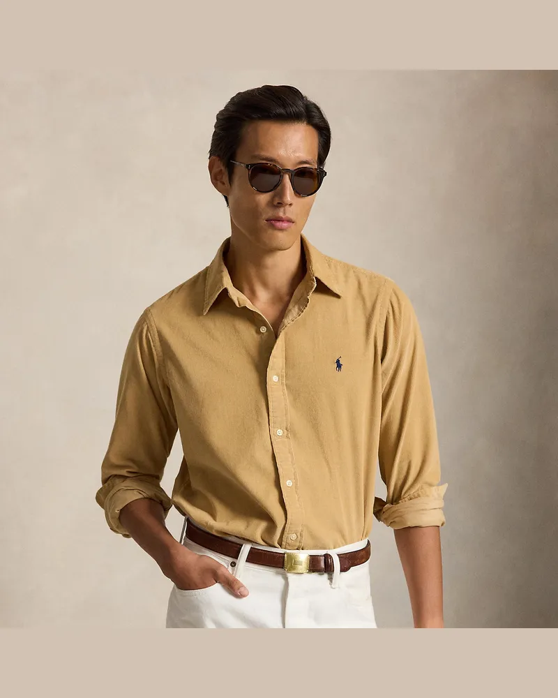 Ralph Lauren Custom-Fit-Kordsamthemd Tan