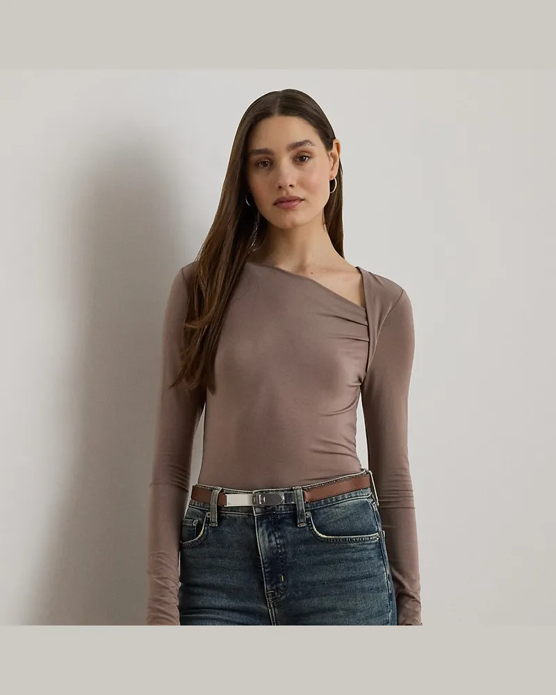 Ralph Lauren Asymmetrisches Stretchjersey-Oberteil Brown