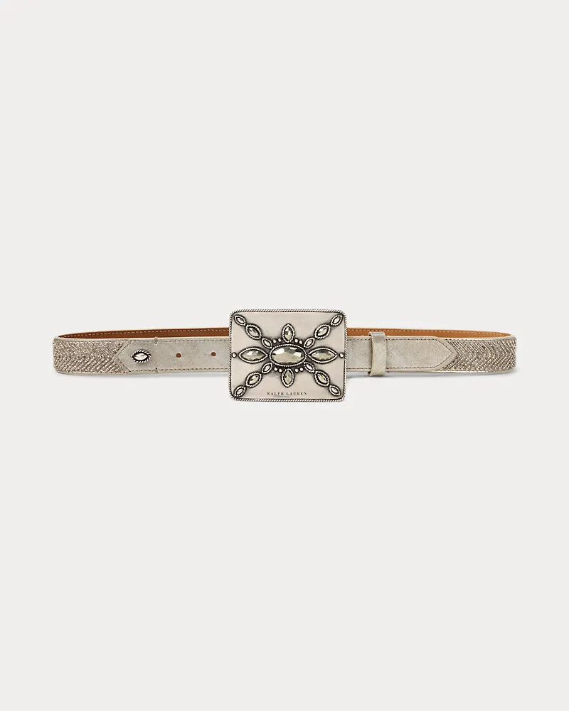 Ralph Lauren Schmaler Gürtel mit Schildschnalle Silver