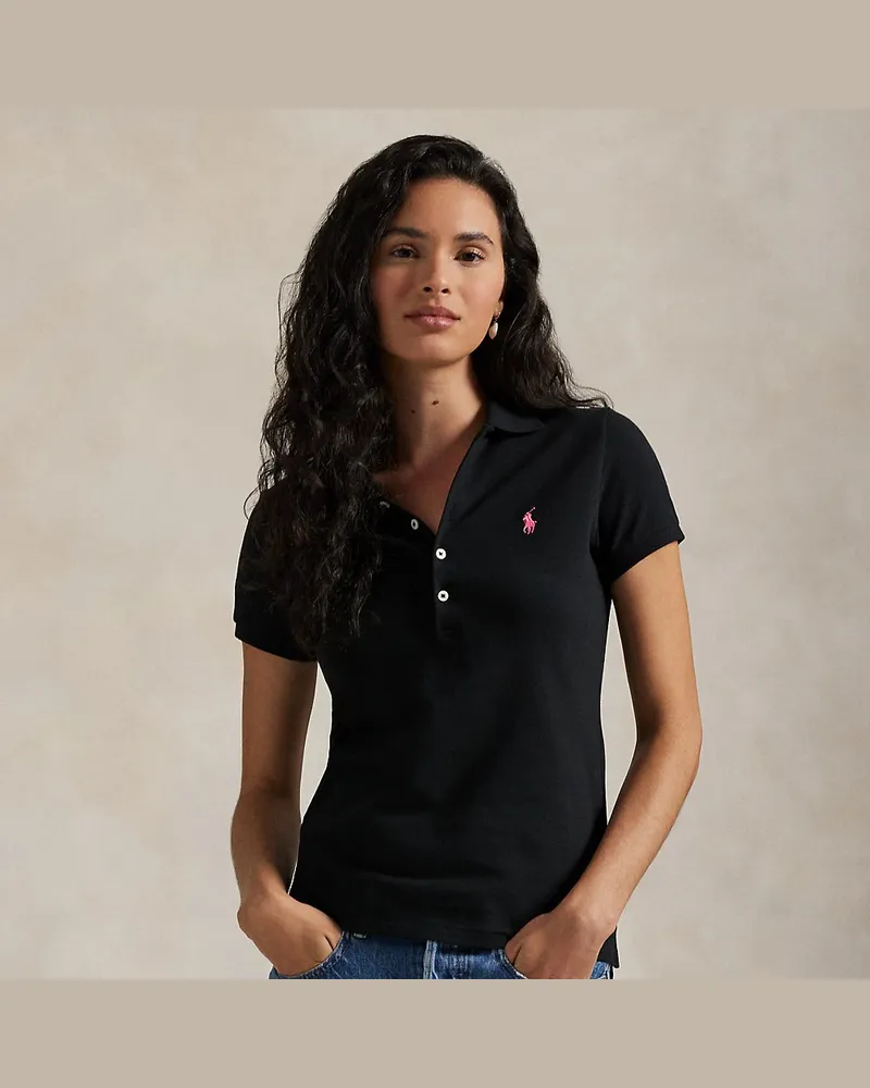 Ralph Lauren Slim-Fit Stretch-Poloshirt mit Pink Pony Black