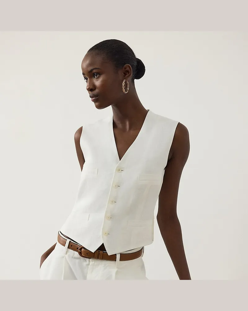 Ralph Lauren Weste Jaiden aus Leinen Cream