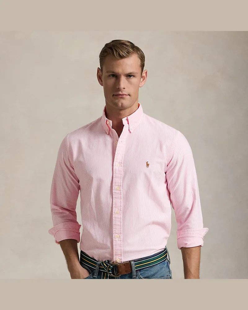 Ralph Lauren Gestreiftes Custom-Fit Oxfordhemd Pink