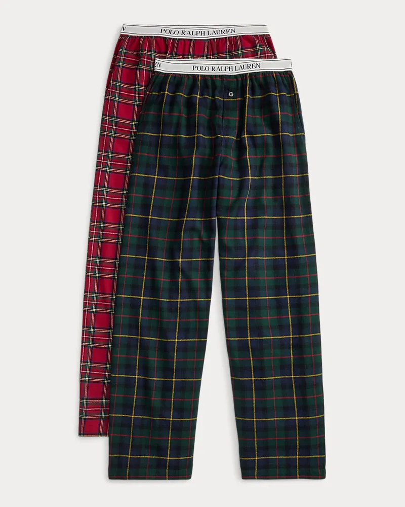 Ralph Lauren 2er-Set karierte Flanell-Pyjamahosen Green