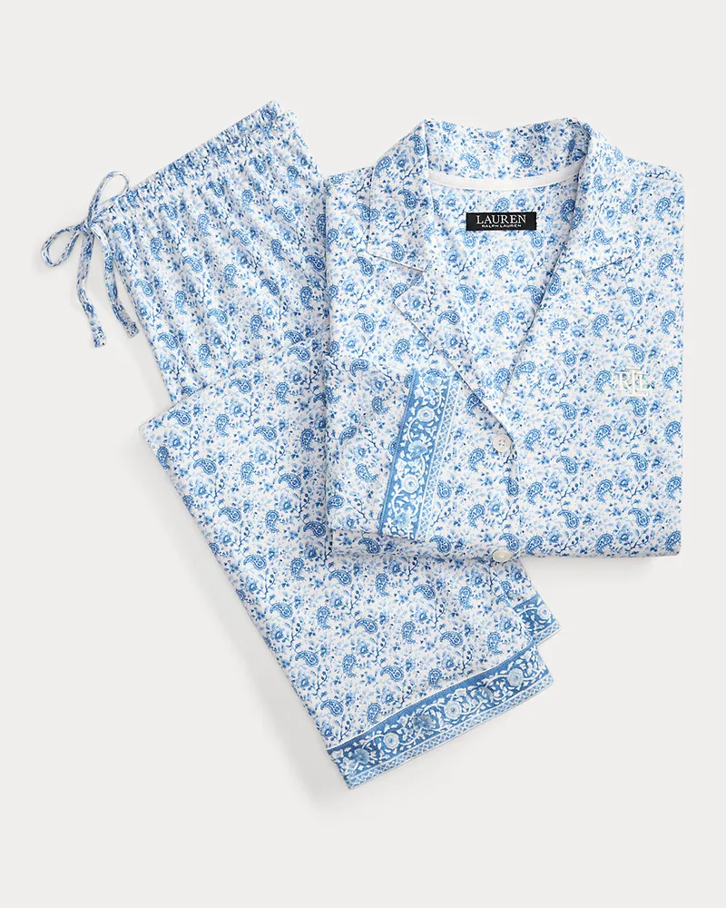 Ralph Lauren Jersey-Pyjama mit Paisley-Motiv Blue