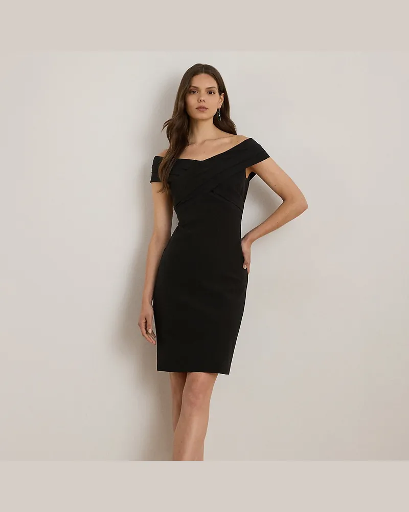 Ralph Lauren Schulterfreies Cocktailkleid aus Crêpe Black
