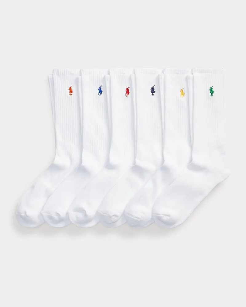 Ralph Lauren 6er-Pack Crew-Socken mit Baumwolle White