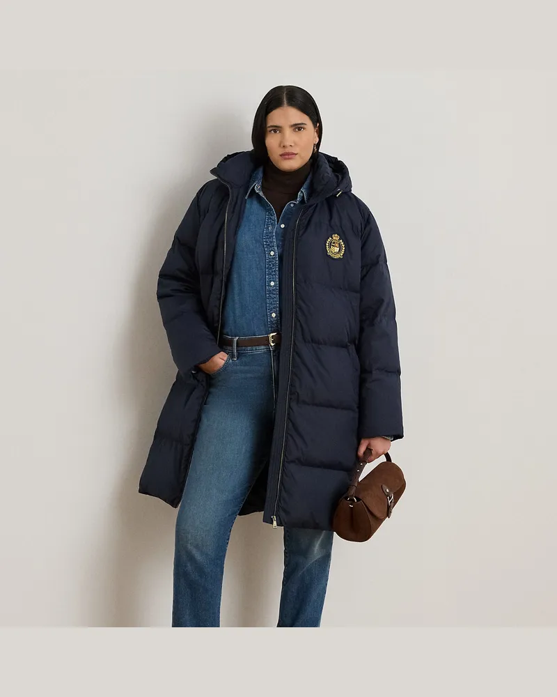 Ralph Lauren Plus Größen - Steppmantel mit Kapuze und Wappen Blue