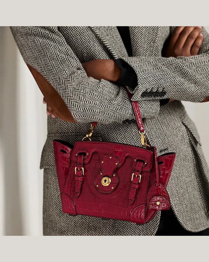 Ralph Lauren Tasche Soft Ricky 18 aus Alligatorleder Red