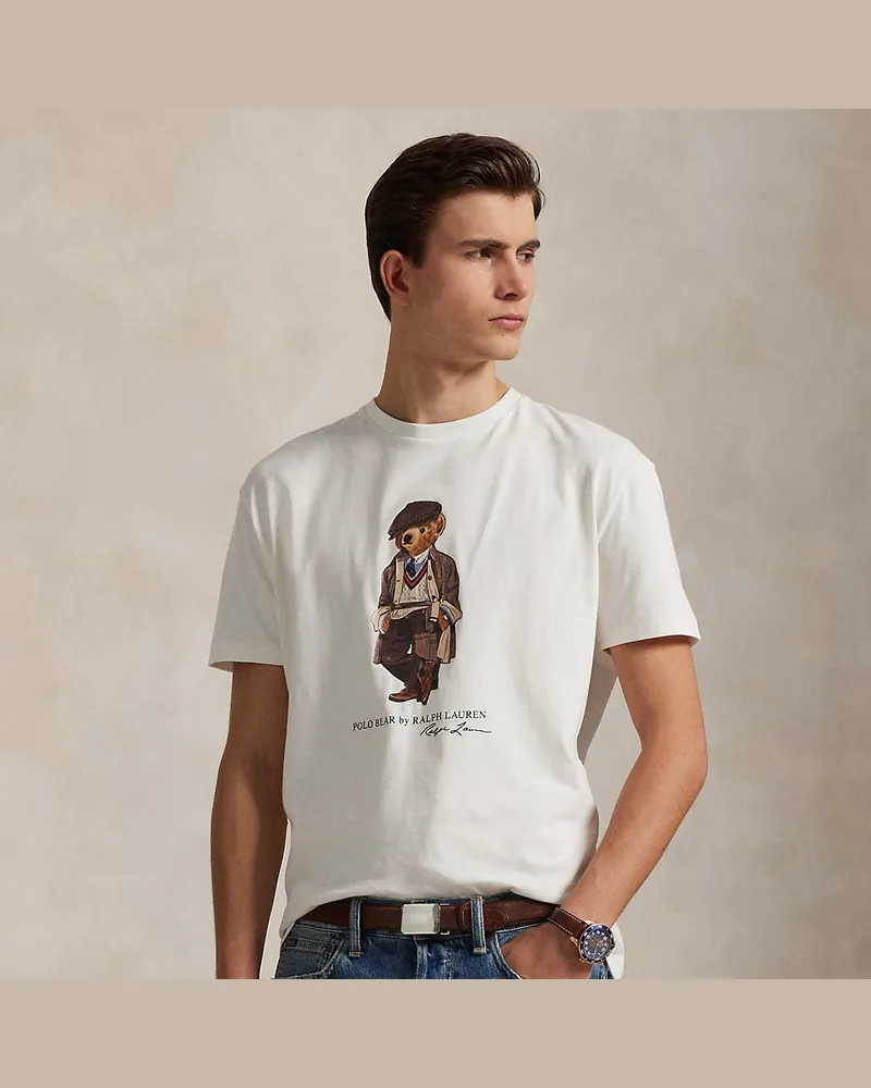Ralph Lauren Custom-Slim Jersey-T-Shirt mit Polo Bear White