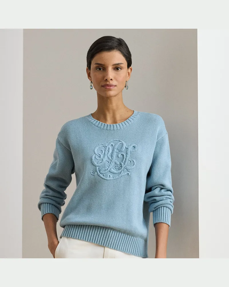 Ralph Lauren Baumwollpullover mit gesticktem Logo Blue