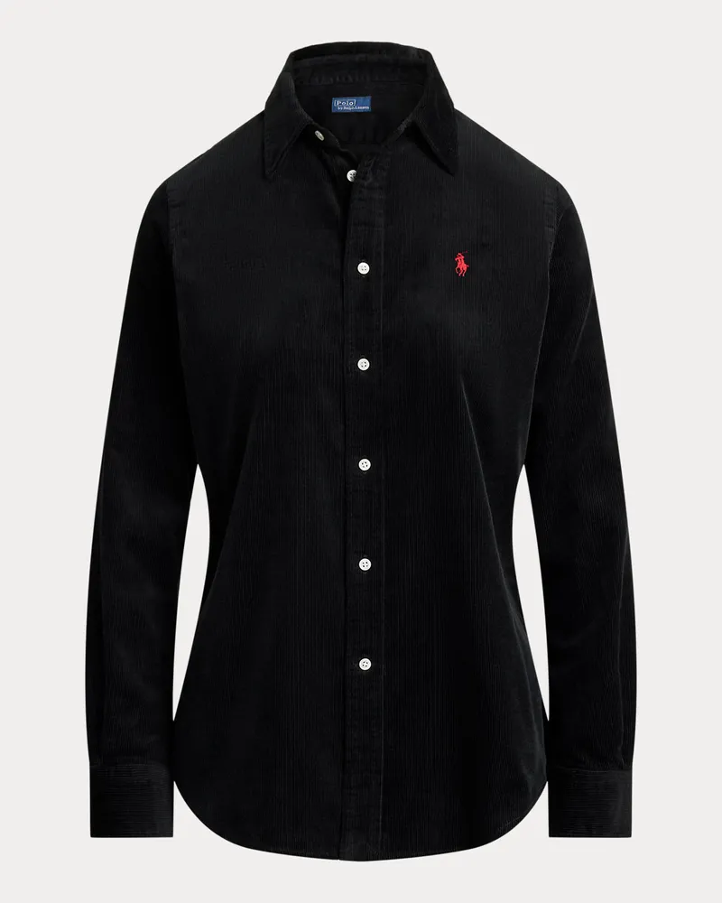 Ralph Lauren Stretch-Slim-Fit Baumwollkordsamthemd Black