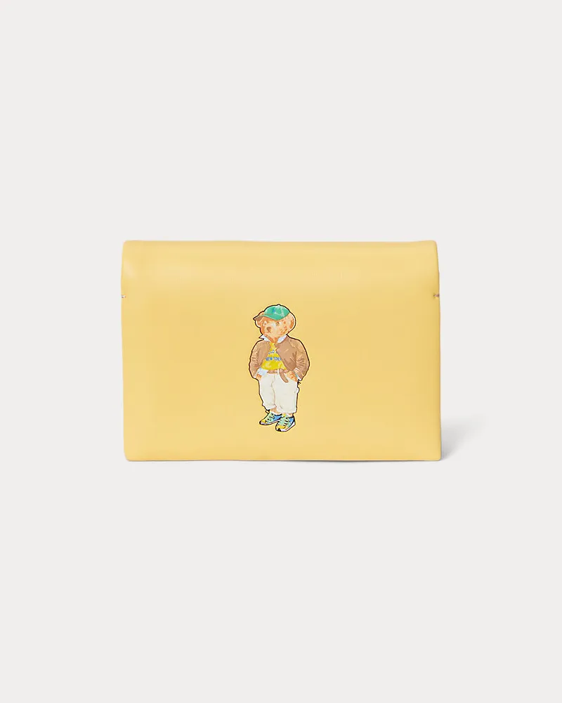 Ralph Lauren Lederkartenetui mit Klappe und Polo Bear Yellow