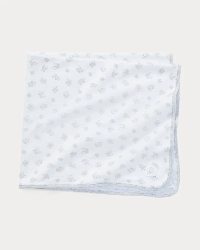 Ralph Lauren Baumwolldecke mit Polo Bear White