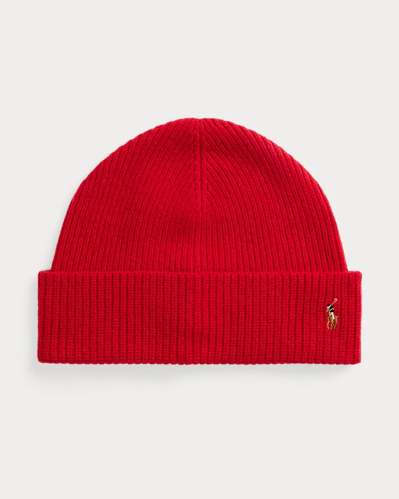 Ralph Lauren Wollmütze mit charakteristischem Pony Red