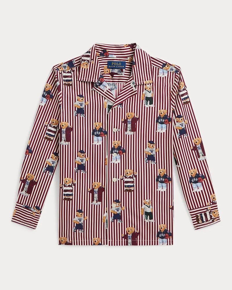 Ralph Lauren Gestreiftes Baumwollhemd mit Polo Bear Multi