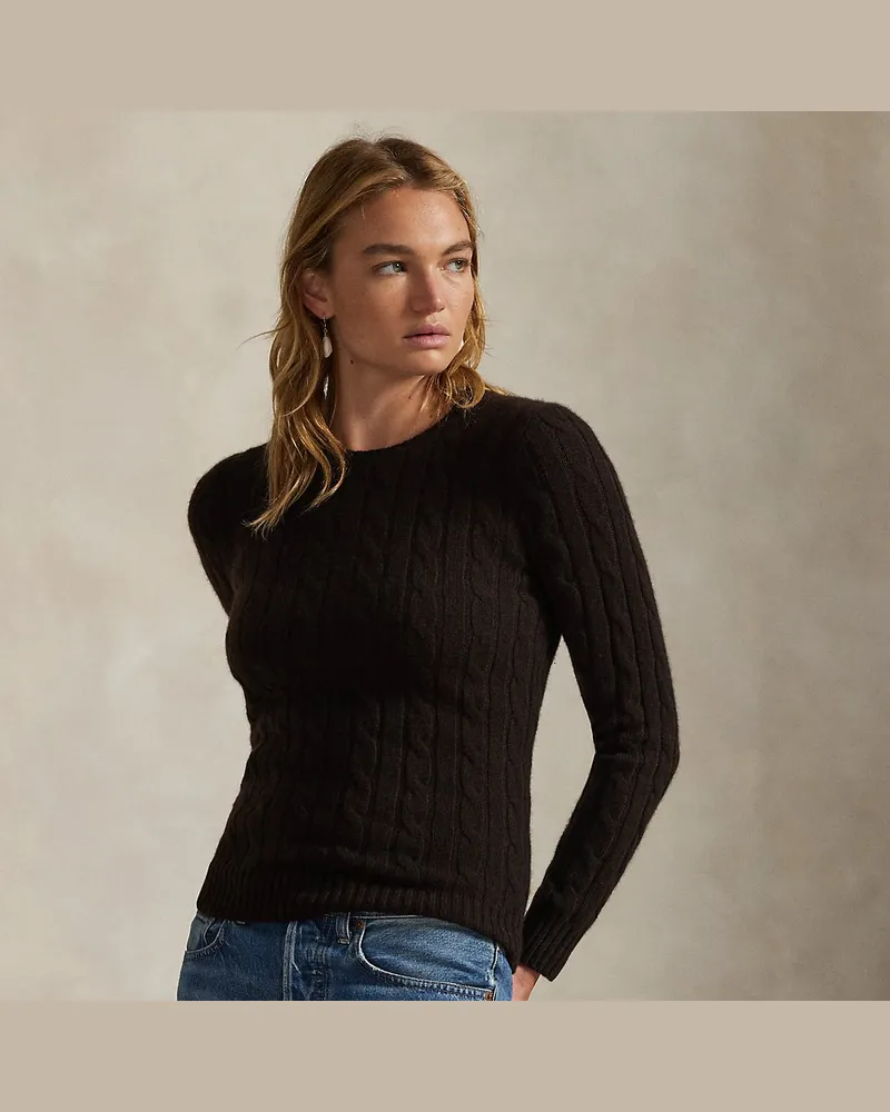 Ralph Lauren Kaschmirpullover mit Zopfmuster Brown