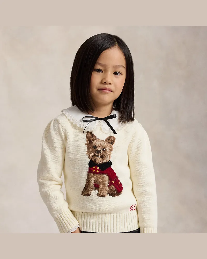 Ralph Lauren Baumwollpullover mit Hund Cream